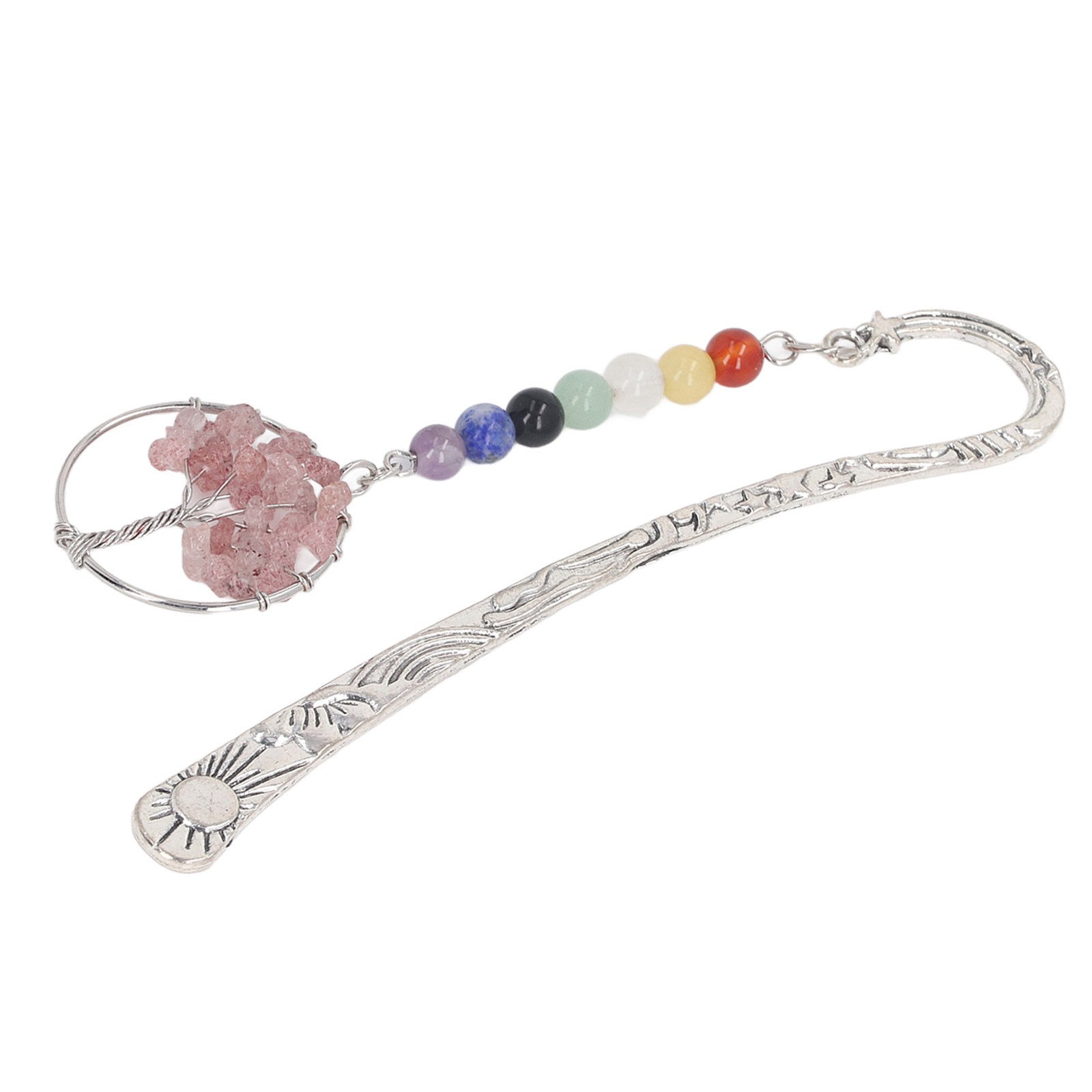 .Stone Tree Bookmark Decorative Exquisite Healing 7 Chakra Metal Bookmark For