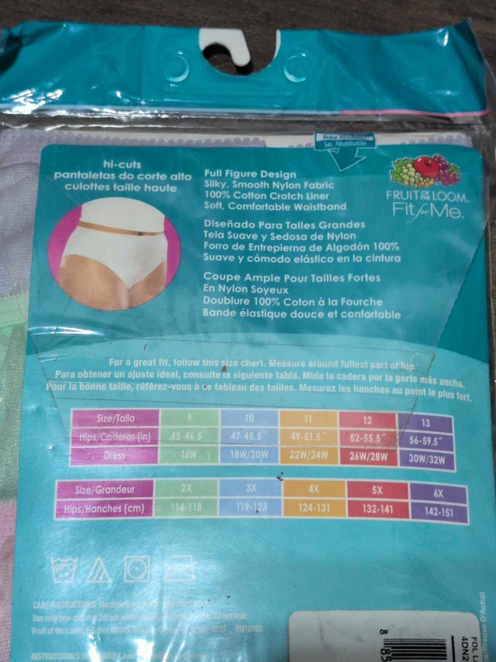 4 Pares Bragas 4XL Plus Talla 11 Vintage Fruit of the Loom Corte Alto 100% Nylon Multi Foto 4 de 4
