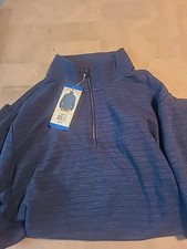 Dockers Men's Quarter Zip Textured Fabric Pullover Top BLUE - Size,Lage