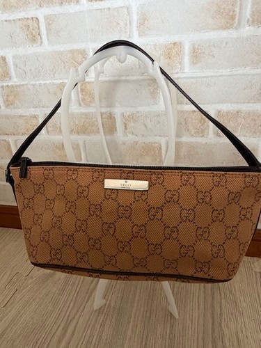 Gucci GG Canvas Handbag Accessory Pouch Beige Brown Shoulder Bag