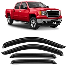 Sun Rain Visors Wind Rain Guards for 2007-2014 GMC Sierra Crew Cab