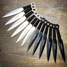 12 Pc 6" Ninja Tactical Combat Ninjutsu Kunai Throwing Knife Set w/ Sheath