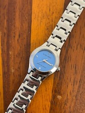 Nine West Women's Watch Silver Tone Blue Dial 22mm New Battery