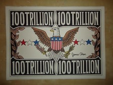 ORIGINAL HUGE PAINTING  '' 100 TRILLION DOLLAR BILL'' BY COMIC ARTIST JAMES CHEN