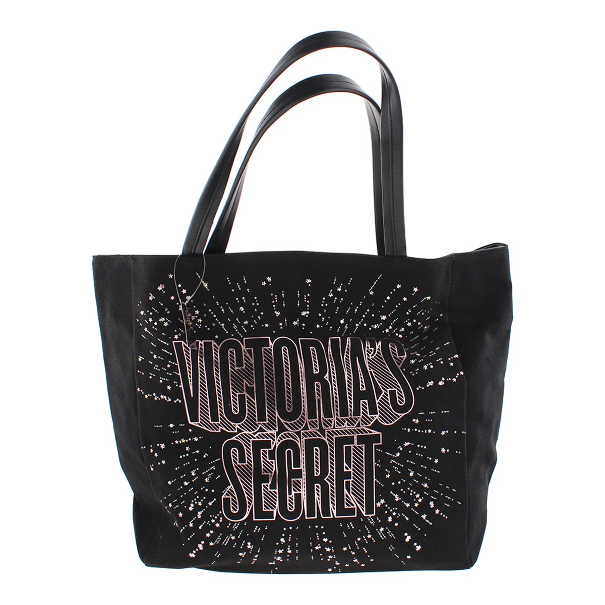 Victoria Secret Black Canvas Tote Shoulder Bag eBay