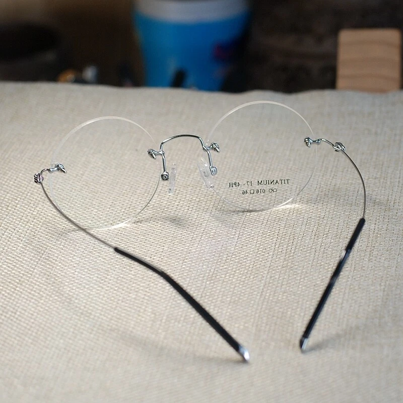 Новый без оправы очки титана круглый Steve Jobs очки мужские серебряные очки - Изображение 4 из 4