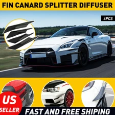 Glossy Black 4pcs Car Bumper Fin Splitter Canard Diffuser Spoiler Valence Lip