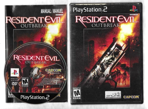 RESIDENT EVIL OUTBREAK PlayStation 2 PS2 disc, case  and manual