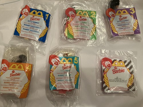 McDonald's Happy Meal 1996 Barbie Dolls complete set of 5 + under-3 toy MIP