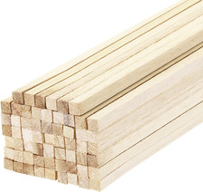 Square Wooden Sticks, 10"X5/64"X5/64" Dowel Rod Unfinished Hardwood Craft Twigs