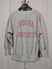 Indiana University Vintage 80s Champion Reverse Weave Thrashed Gray Raglan XL