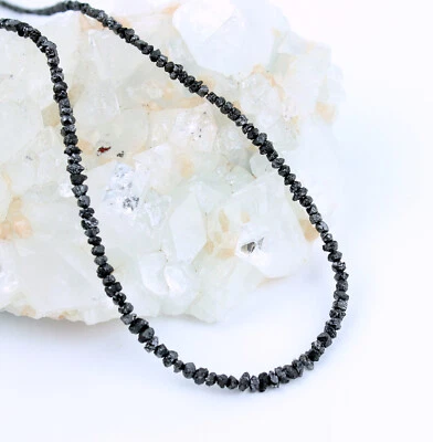BK Gems Collar Cadena de Diamantes en Negro, Diamante Bruto 45 cm 25K - Imagen 1 de 4