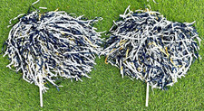 Set of 2 hand/stadium Cheerleading Pom Poms - Blue/White/Gold