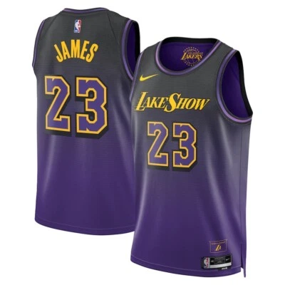 LA Lakers Herren Trikot NBA City Edition (23 James) Lila Neu Alle Größen UK