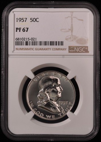 1957 PROOF Franklin Half Dollar 50c Certified by NGC PF67