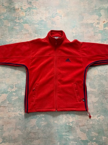 Vintage Adidas Fleece Full Zip Jacket 1990s men’s size Large Red Outdoor Life - Picture 2 of 24