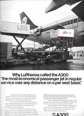  LUFTHANSA GERMAN AIRLINES AIRBUS A300 1977 MOST ECONOMICAL AD