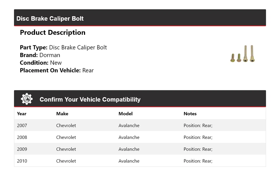 Pinza de freno de disco trasera 2008 2009 para Chevrolet Avalanche Dorman 2007-2010 Foto 2 de 4