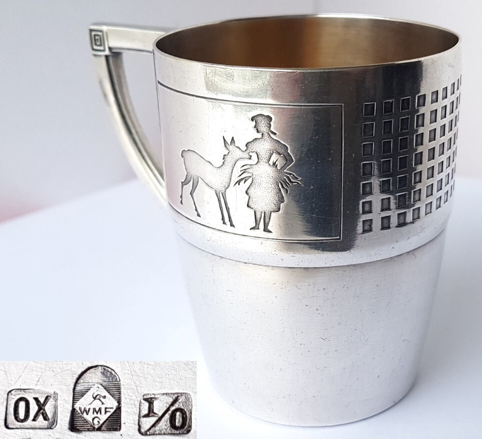 Children Mug, Märchen- Motif, WMF, Ostrich Mark, Silver Plated, Um