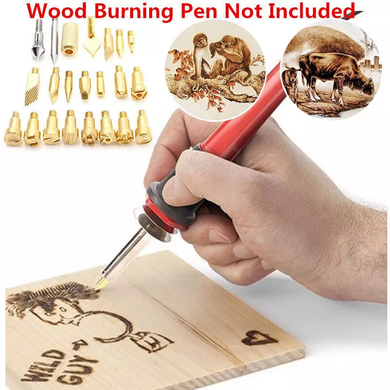 22Pcs Wood Burning Tool Kit Craft Set Soldering Pyrography Art Pen Brass  Tips