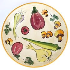 USA 1971 Vintage Los Angeles Potteries Large Serving Bowl, Mushrooms, Design 514