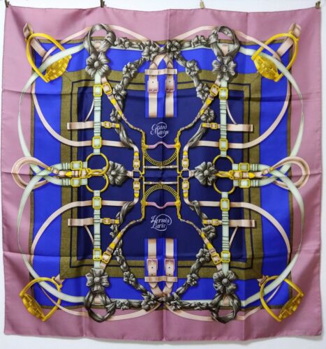 HERMES Carre 90 Vintage scarf Grand Manege 100% Silk Pink from Japan - 第 1/16 張圖片