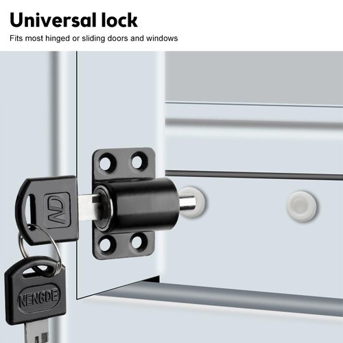 Security Child Window Bolt Locking Zinc Alloy Sliding Door Patio Catch Push Lock - Picture 5 of 16
