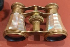 Antique L'IngR Mitaine Paris French Mother of Pearl Opera Glasses Engraved 1919