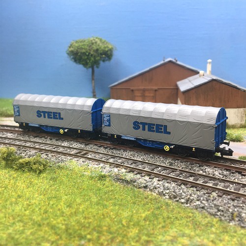 Coffret de 2 wagons à bâche coulissante Shimmns, ÖBB, Ep. VI, FLEISCHMANN 666017 | Condition: Neuf