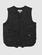 Woolrich Wool Blend Black Chalk Stripe Full Zip Utility Vest Medium