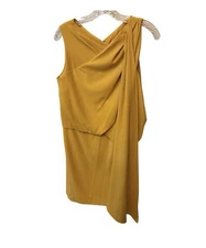 Halston Asymetrical Drape Marigold Dress Size 2 NWT MSRP $295