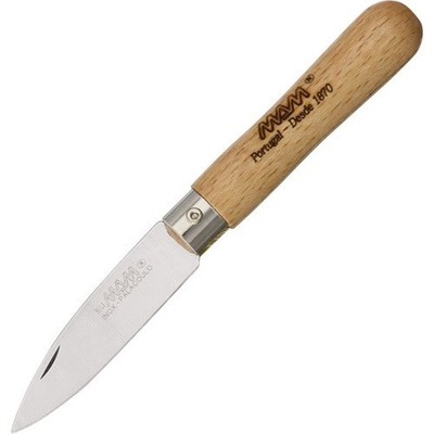MAM Small Folder Drop Point Knife German Stainless Blade Beechwood Handle