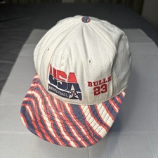 Vintage USA Basketball Bulls 23 Cap Snapback Hat Michael Jordan Adjustable READ