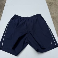 Vintage Polo Ralph Lauren Shorts Large 7 Inseam Navy Blue White Piping Cotton