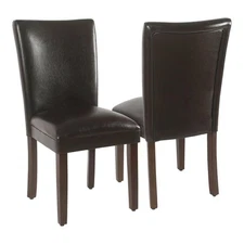 HomePop 38" Faux Leather Parsons Dining Chairs in Brown (Set of 2)