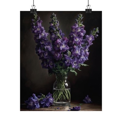 Delphinium Flower Art Print, Flower Painting, Flower Décor, Floral Art Print