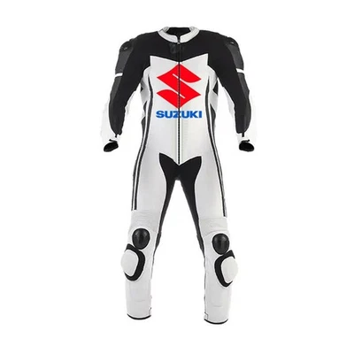 Combinaison sportive Suzuki homme cuir moto tenue armure protection CE forte - Photo 1/3