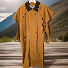 Vintage NWOT Saddlesmith Outfitters By Action Duckcloth Caped-Duster Coat Size S