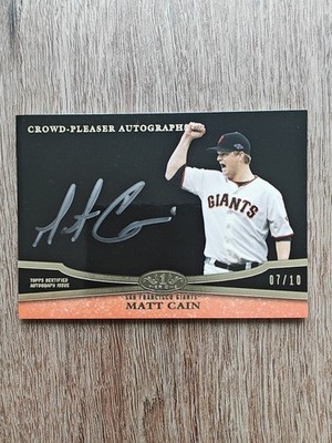 2013 topps tier 1 crowd-pleaser matt cain autograph /10 rare