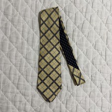 Vintage Tommy Hilfiger Silk Geometric Stripped Yellow & Blue Tie Made In USA