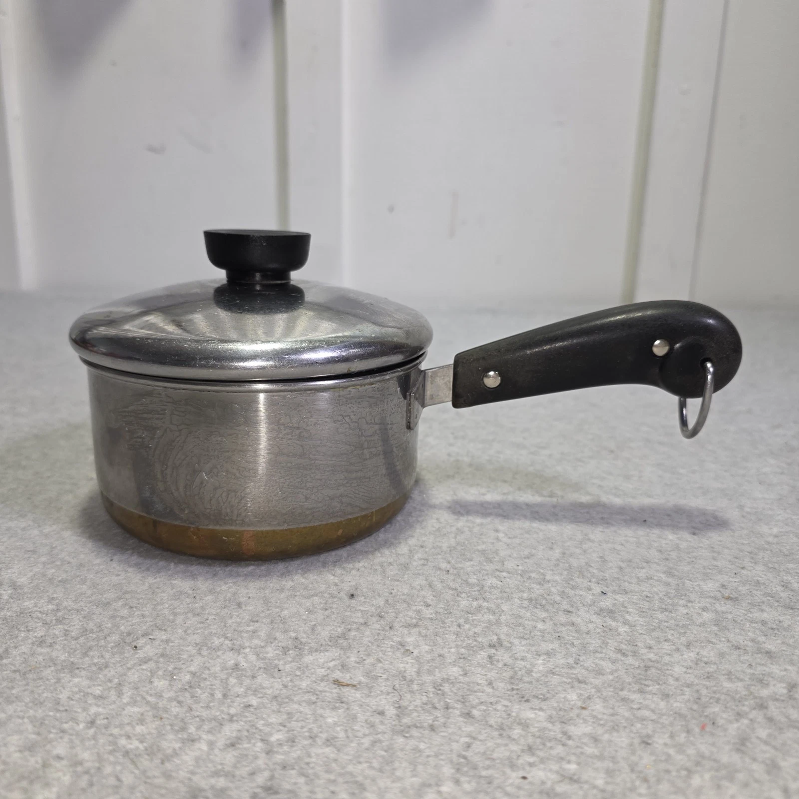 Revere Ware 1 Quart 1801 Copper Bottom Stainless Sauce Pan Pot W/ Lid