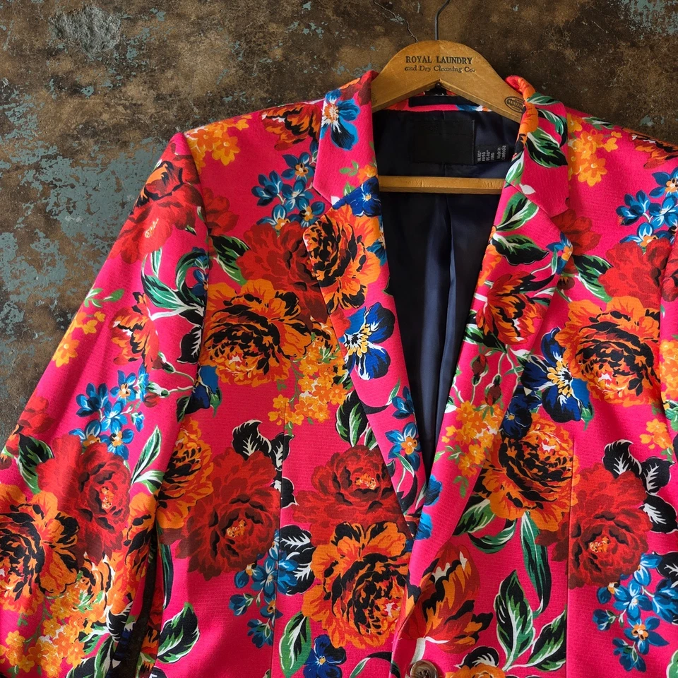 Abrigo Blazer Traje Deportivo Floral Rosa Habana Talla 40L Chaqueta Larga para Fumar ASOS Foto 3 de 4