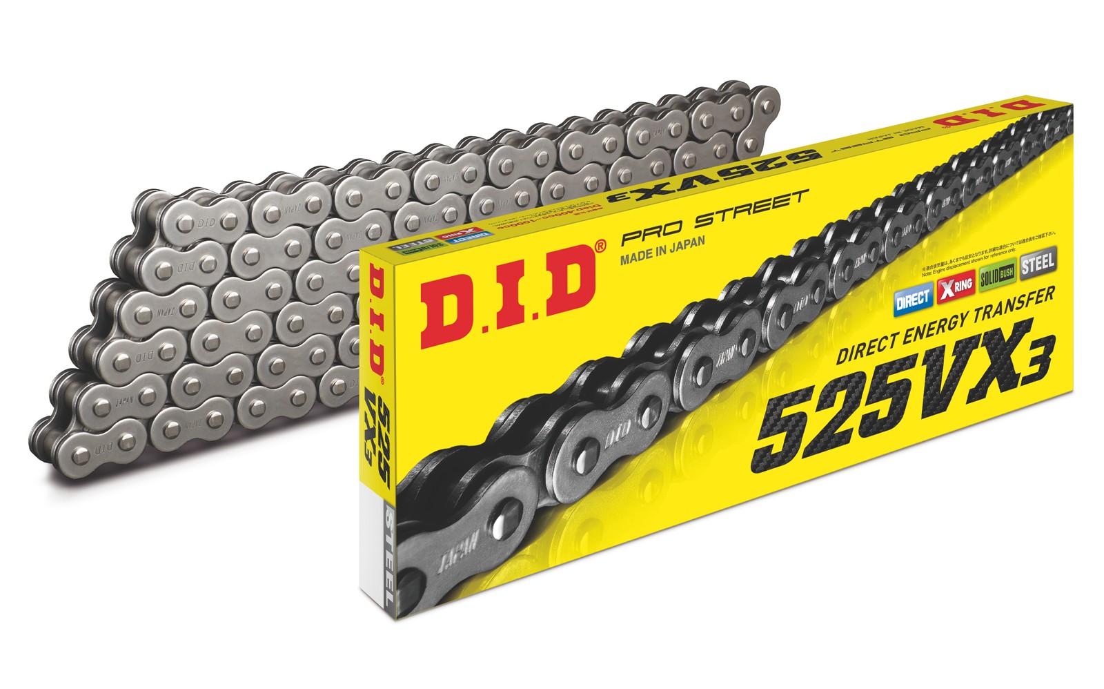 DID 525 VX3 B&B X-Ring Motorcycle Chain Black Endless 144 Links