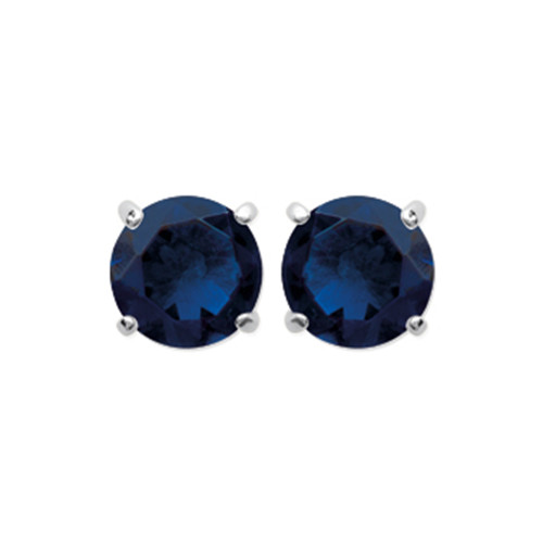 Boucles d'oreilles puces cristal bleu saphir rond 5mm argent massif 925