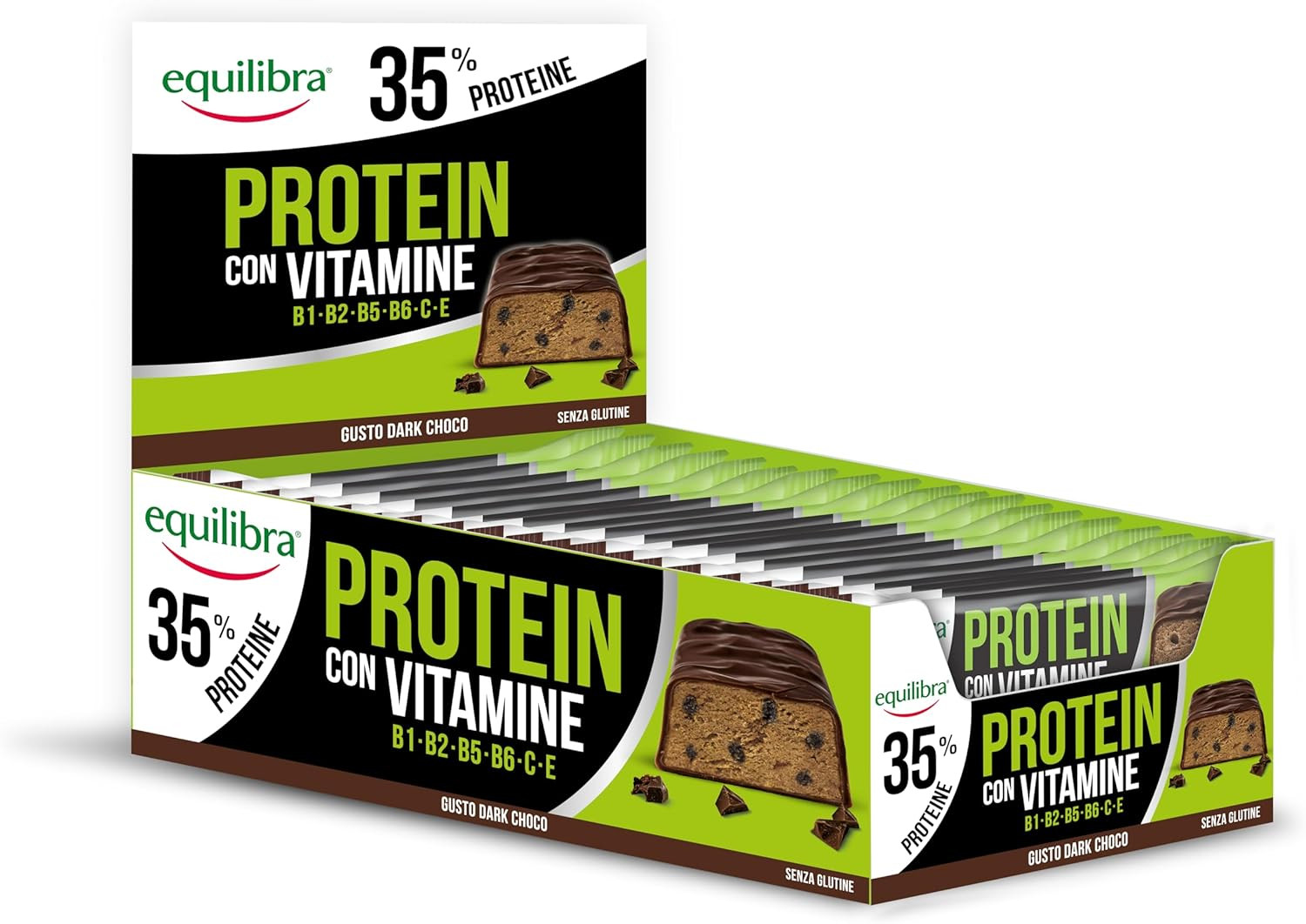 Barrette Proteiche, 35% Proteine, 24X45G, Dark Choco, Proteine 15.8G per Aumento