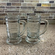 Vintage Rochester NY Root Beer Mug 6.5" Heavy Glass Set Of 2 Flared Bottoms EUC
