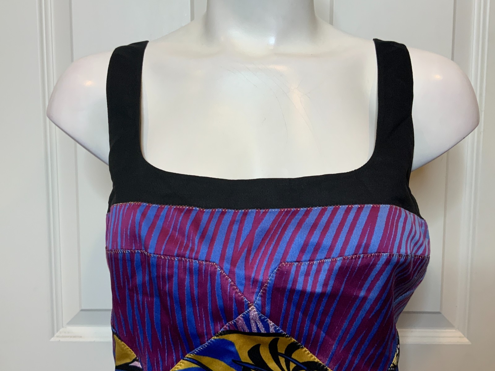 Just Cavalli Geometric Patchwork Gold Stitch Slee… - image 2