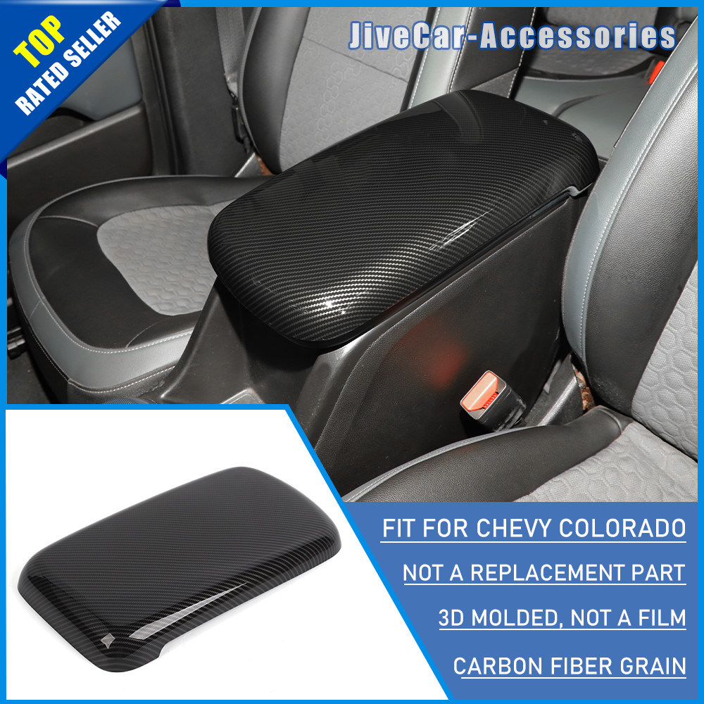 ABS Carbon Fiber Console Armrest Box Cover Trim For Chevy Colorado Canyon 14-22
