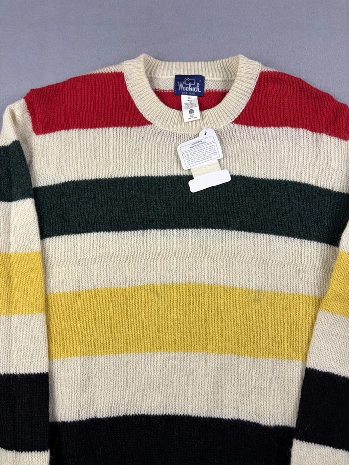 Vintage Woolrich Sweater Men’s Size Medium Wool Knit Hudson Bay Striped 80s NEW - Image 2 of 4