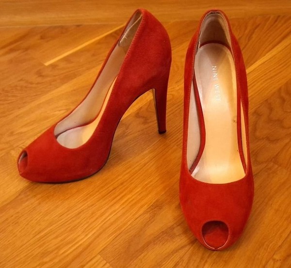 Women Heels Red Textile 39